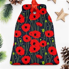 Background Poppies Flowers Seamless Ornamental Bell Ornament (two Sides) by Ravend