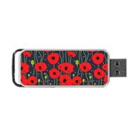 Background Poppies Flowers Seamless Ornamental Portable USB Flash (Two Sides) Back