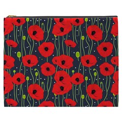 Background Poppies Flowers Seamless Ornamental Cosmetic Bag (xxxl) by Ravend