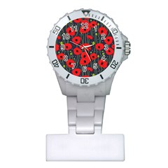 Background Poppies Flowers Seamless Ornamental Plastic Nurses Watch by Ravend