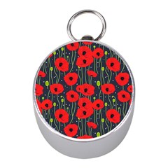 Background Poppies Flowers Seamless Ornamental Mini Silver Compasses by Ravend