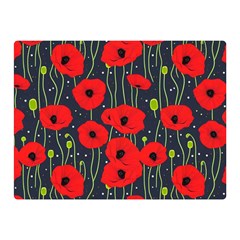 Background Poppies Flowers Seamless Ornamental Two Sides Premium Plush Fleece Blanket (mini) by Ravend