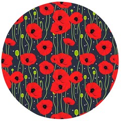 Background Poppies Flowers Seamless Ornamental Wooden Bottle Opener (round) by Ravend