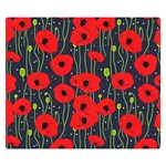 Background Poppies Flowers Seamless Ornamental Premium Plush Fleece Blanket (Small) 50 x40  Blanket Front