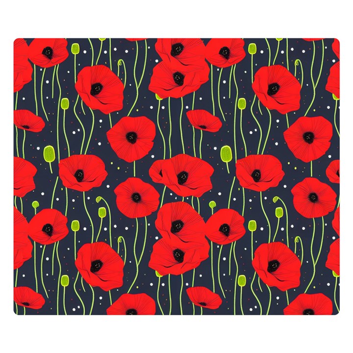 Background Poppies Flowers Seamless Ornamental Premium Plush Fleece Blanket (Small)