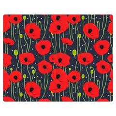 Background Poppies Flowers Seamless Ornamental Premium Plush Fleece Blanket (medium) by Ravend