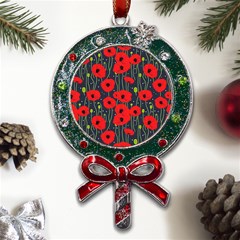 Background Poppies Flowers Seamless Ornamental Metal X mas Lollipop With Crystal Ornament by Ravend