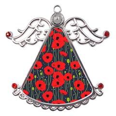 Background Poppies Flowers Seamless Ornamental Metal Angel With Crystal Ornament by Ravend