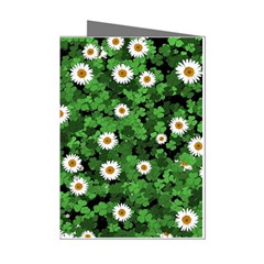 Daisies Clovers Lawn Digital Drawing Background Mini Greeting Cards (pkg Of 8)