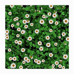 Daisies Clovers Lawn Digital Drawing Background Medium Glasses Cloth (2 Sides) by Ravend