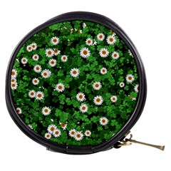 Daisies Clovers Lawn Digital Drawing Background Mini Makeup Bag by Ravend