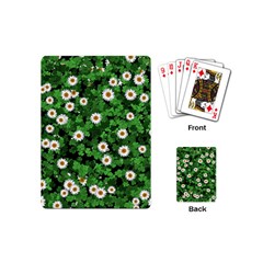 Daisies Clovers Lawn Digital Drawing Background Playing Cards Single Design (mini)