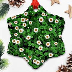 Daisies Clovers Lawn Digital Drawing Background Ornament (snowflake)