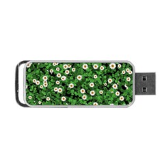 Daisies Clovers Lawn Digital Drawing Background Portable Usb Flash (two Sides) by Ravend