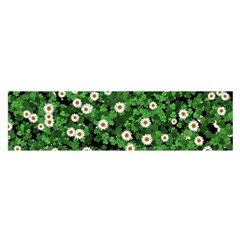 Daisies Clovers Lawn Digital Drawing Background Oblong Satin Scarf (16  X 60 ) by Ravend