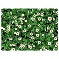 Daisies Clovers Lawn Digital Drawing Background Premium Plush Fleece Blanket (extra Small) by Ravend