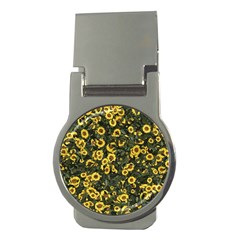 Sunflowers Yellow Flowers Flowers Digital Drawing Money Clips (round)  by Ravend