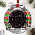 Background Graphic Wallpaper Decor Backdrop Design Metal X Mas Ribbon With Red Crystal Round Ornament Front