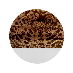 Fractal Black Texture Wallpaper Art Design Marble Wood Coaster (round)