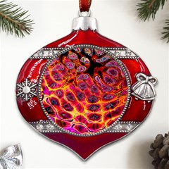 Fractal Black Texture Wallpaper Art Design Metal Snowflake And Bell Red Ornament