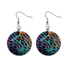 Fractal Abstract Waves Background Wallpaper Mini Button Earrings by Ravend