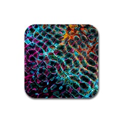 Fractal Abstract Waves Background Wallpaper Rubber Square Coaster (4 Pack) by Ravend