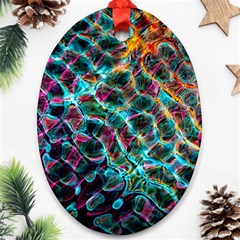 Fractal Abstract Waves Background Wallpaper Oval Ornament (two Sides) by Ravend