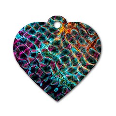 Fractal Abstract Waves Background Wallpaper Dog Tag Heart (one Side) by Ravend