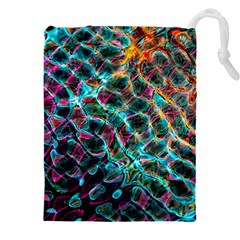 Fractal Abstract Waves Background Wallpaper Drawstring Pouch (4xl) by Ravend