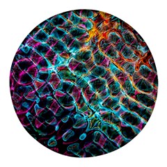 Fractal Abstract Waves Background Wallpaper Round Glass Fridge Magnet (4 Pack) by Ravend