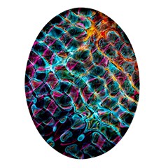 Fractal Abstract Waves Background Wallpaper Oval Glass Fridge Magnet (4 Pack) by Ravend