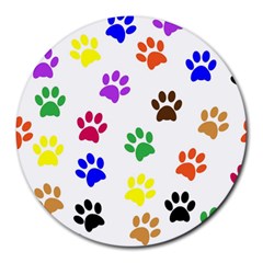 Pawprints-paw-prints-paw-animal Round Mousepad by Ravend