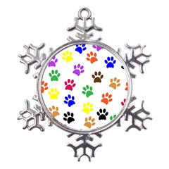 Pawprints-paw-prints-paw-animal Metal Large Snowflake Ornament by Ravend