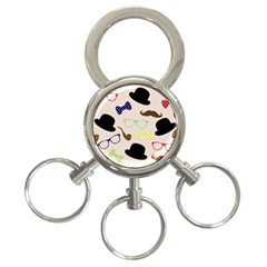 Moustache-hat-bowler-bowler-hat 3-ring Key Chain by Ravend