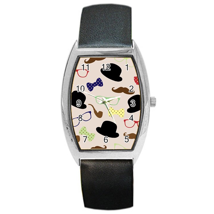 Moustache-hat-bowler-bowler-hat Barrel Style Metal Watch