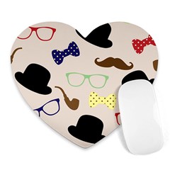 Moustache-hat-bowler-bowler-hat Heart Mousepad by Ravend