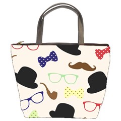 Moustache-hat-bowler-bowler-hat Bucket Bag by Ravend