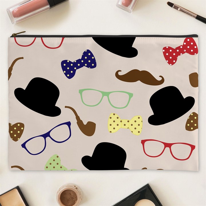 Moustache-hat-bowler-bowler-hat Cosmetic Bag (XXXL)