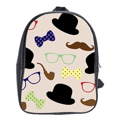 Moustache-hat-bowler-bowler-hat School Bag (xl) by Ravend