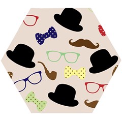 Moustache-hat-bowler-bowler-hat Wooden Puzzle Hexagon by Ravend