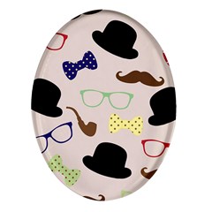 Moustache-hat-bowler-bowler-hat Oval Glass Fridge Magnet (4 Pack) by Ravend