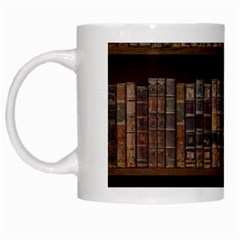 Old Bookshelf Orderly Antique Books White Mug by Ravend