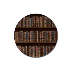 Old Bookshelf Orderly Antique Books Magnet 3  (round) by Ravend