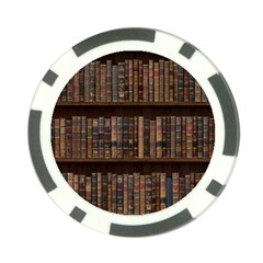 Old Bookshelf Orderly Antique Books Poker Chip Card Guard by Ravend