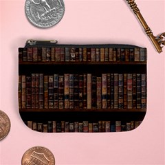 Old Bookshelf Orderly Antique Books Mini Coin Purse by Ravend