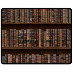 Old Bookshelf Orderly Antique Books Fleece Blanket (medium) by Ravend