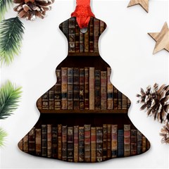 Old Bookshelf Orderly Antique Books Christmas Tree Ornament (two Sides) by Ravend