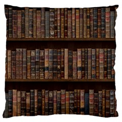 Old Bookshelf Orderly Antique Books Large Cushion Case (one Side) by Ravend