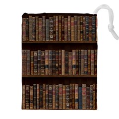 Old Bookshelf Orderly Antique Books Drawstring Pouch (4xl) by Ravend