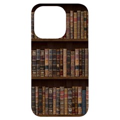 Old Bookshelf Orderly Antique Books Iphone 14 Pro Black Uv Print Case by Ravend